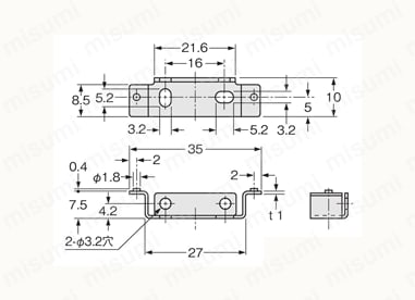 アンプ用取付金具 外形図1