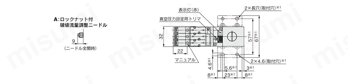 ZR100-K1□M□□-E□□-□の構造・外形図1