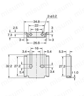 取付金具 （HL-T1） MS-HLAC1-1外形寸法図