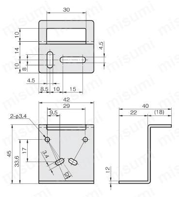 センサブラケット シングルプレート レーザーセンサ用 LCタイプ FSLCL030-S外形図