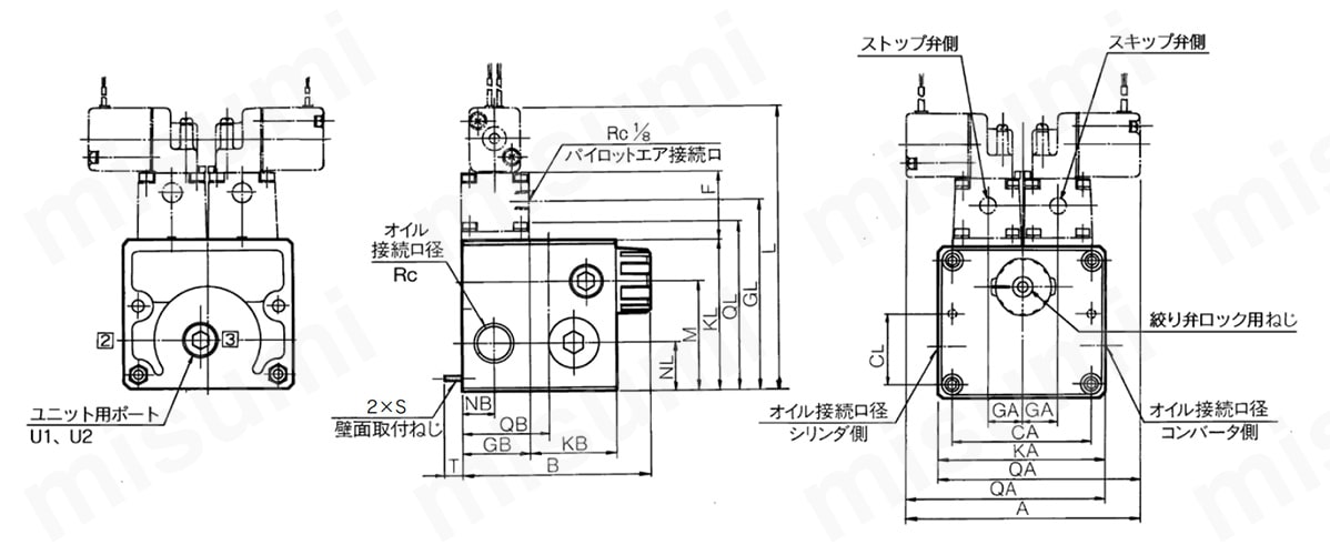 バルブユニット CCVS／CCVLシリーズの寸法図