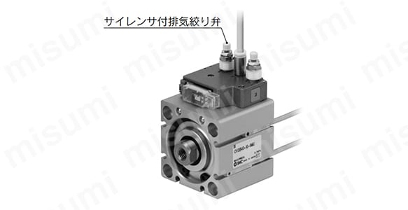 サイレンサ付き排気絞り弁 ASN2シリーズの取り付け例