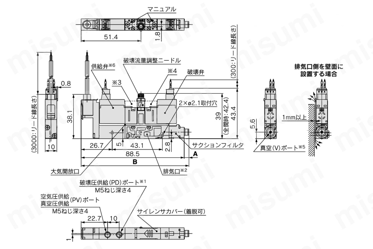ZB0020-K15L-C4 | 小型真空ユニット ZBシリーズ | SMC | MISUMI(ミスミ)