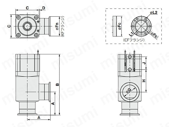 XMC-16～40／L型の寸法図
