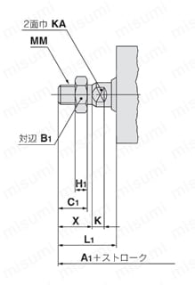 ハイジェニックデザインシリンダ 基本形 HYQシリーズ オートスイッチ付/HYDQB20,25ロッド先端おねじ外形図