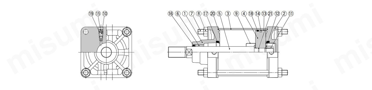 CDS2C160-360 エアシリンダ 標準形 複動・片ロッド CS2シリーズ SMC MISUMI(ミスミ)