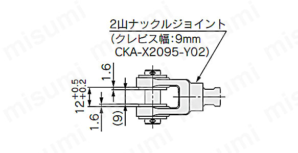 CK□A25、32、40の場合（クレビス幅記号：A）の寸法図
