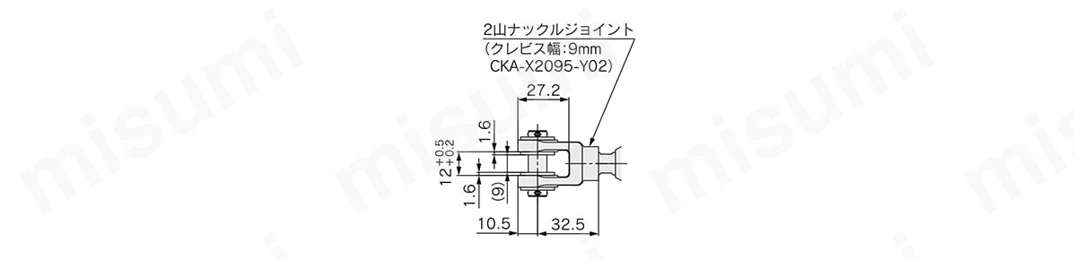 CLK□A25の場合（クレビス幅記号：A）の寸法図