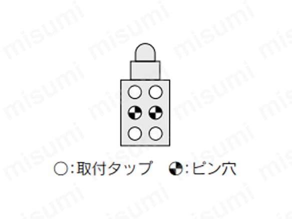 タップ平行：取り付け穴（タップ、ピン穴） の配置図
