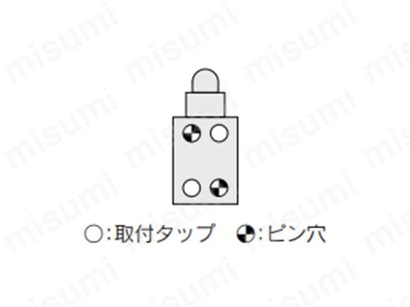 タップ右上がり：取り付け穴（タップ、ピン穴） の配置図