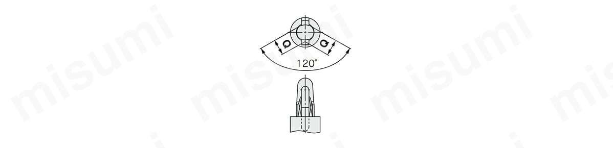 CKU32（クランプ位置高さHIGHタイプ）のダイヤカット形状（φ9.5（ピン径9.5mm）以上）