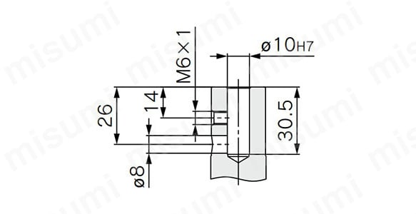 ピストンロッド先端穴φ10（穴径10mm）の場合