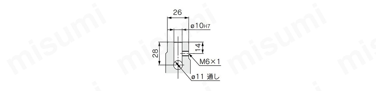 CKQP□50-□-□□-X2371のピストンロッド先端詳細