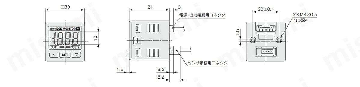 IZE11シリーズの寸法図