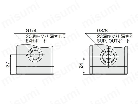 Gねじの場合の寸法図