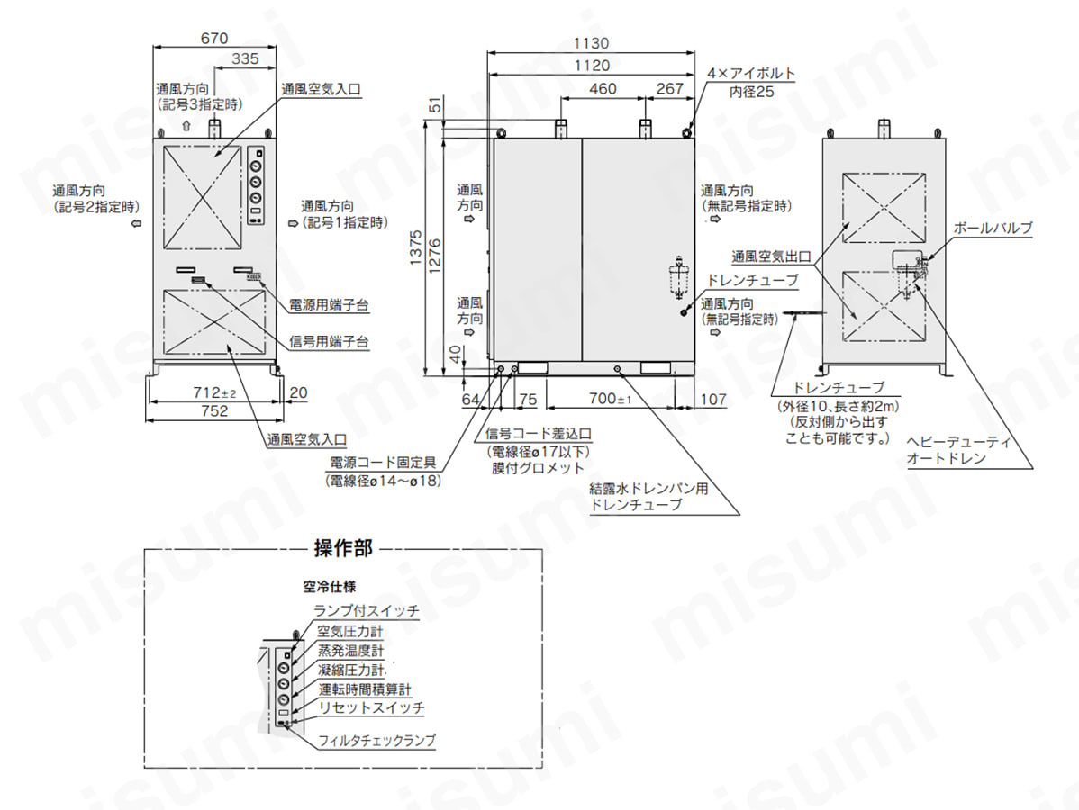 IDF100Fの寸法図