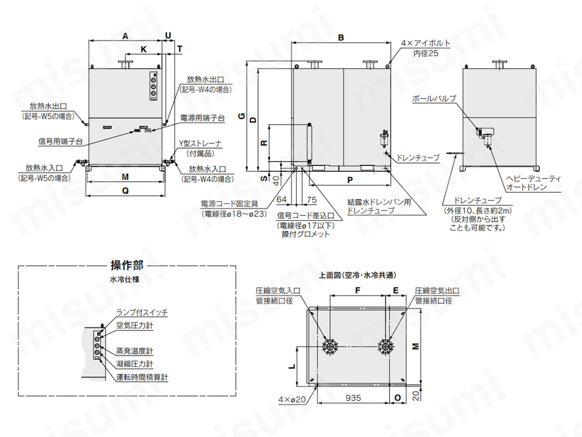 IDF125F-W／150F-Wの寸法図