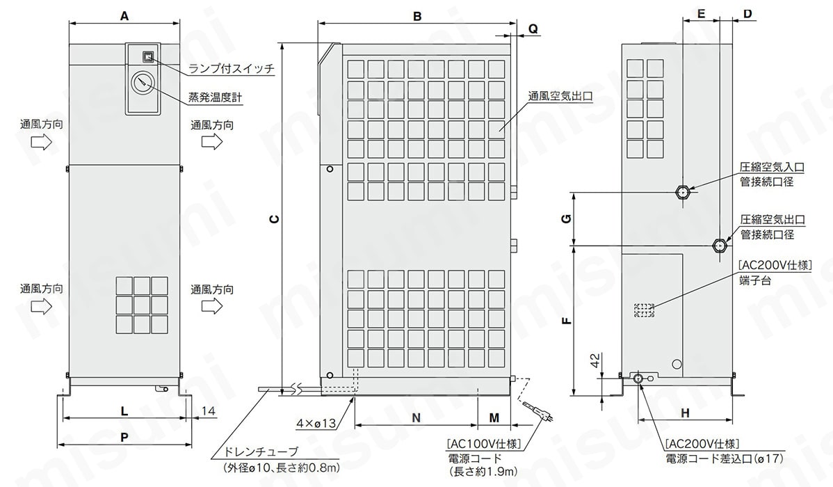 IDU15E1-20 | 冷凍式エアドライヤ 使用冷媒 R134a（HFC）高温入気 IDU