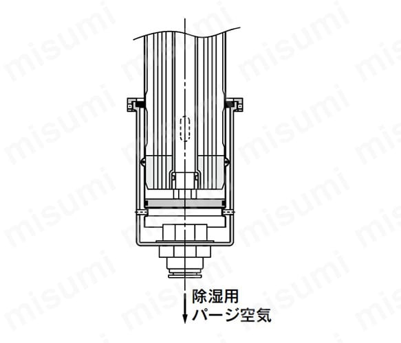 IDG30□A、IDG50□A 標準仕様 パージ空気排出用 継手付きの構造図