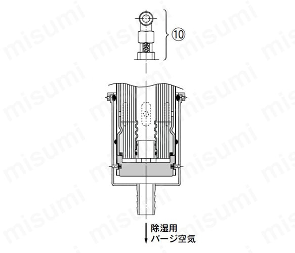 IDG60□A、IDG75□A、IDG100□A 準標準仕様 パージ空気排出用 継手付きの構造図