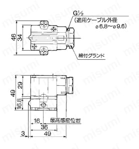 有接点オートスイッチ バンド取付タイプ D-A33A・D-A34A・D-A44A D-A3□A型外形図