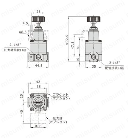 調質機器 GPRシリーズ 精密レギュレータ 外形図1