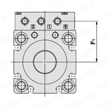 バルブ付薄形シリンダ ガイドロッド形 CVQMシリーズ φ32～φ63軸方向配管の場合外形図