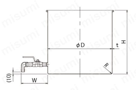 レベル計・蛇口付汎用容器【ST-W-LV】 レベル計・蛇口付汎用容器【ST-W-LV】　外形図