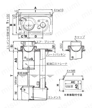 サクションガード FHGシリーズ 接続口径:04～16外形図