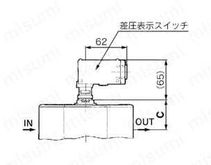 リターンフィルタ FH100シリーズ 差圧表示スイッチ外形図