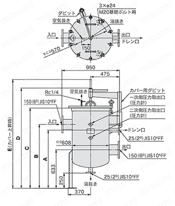 バッグフィルタ FGFシリーズ 外形図03