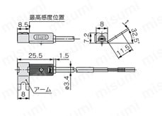有接点オートスイッチ 直接取付タイプ D-R73・D-R80 D-R731右勝手形外形図