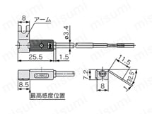 有接点オートスイッチ 直接取付タイプ D-R73・D-R80 D-R802左勝手形外形図