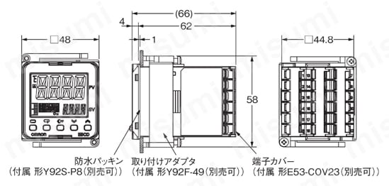 温度調節器（デジタル調節計） 【E5CD/E5CD-B】 E5CD外形図