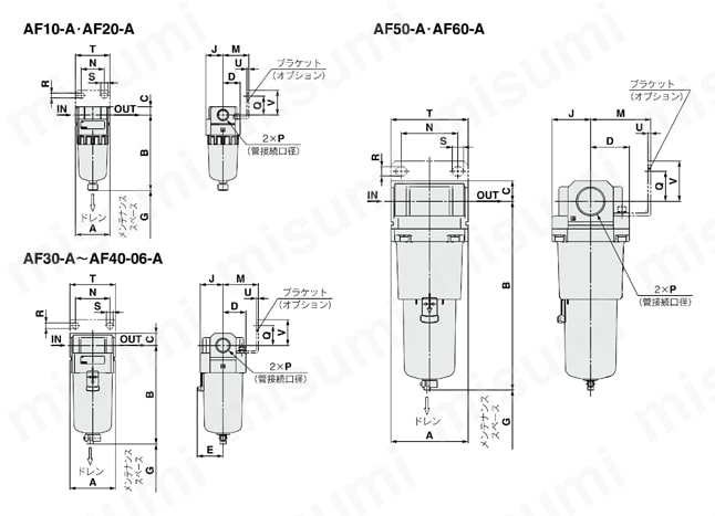25A-AF40-04-A | エアフィルタ 二次電池対応シリーズ 25A-AF20-A～25A
