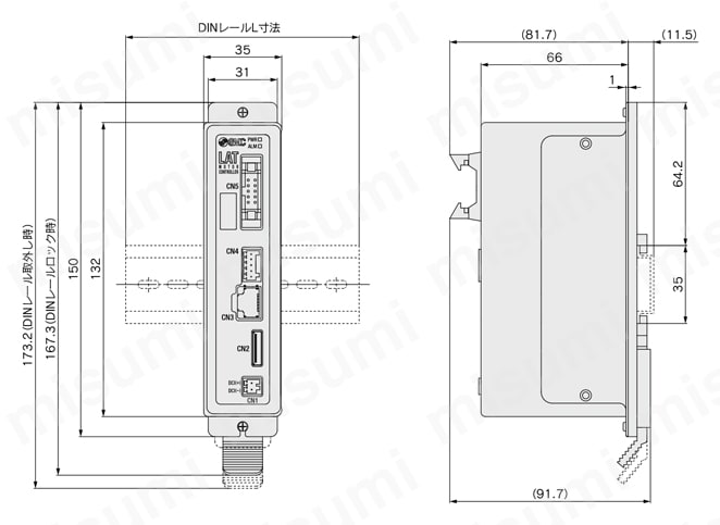 カードモータ LAT3シリーズ DINレール取付(LATCA-□□D)外形図