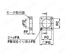 電動アクチュエータ ロッドタイプ モータレス仕様 LEYシリーズ モータ折返し/モータフランジLEY25:NM1、NM2の場合外形図