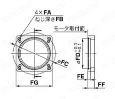 電動アクチュエータ ロッドタイプ モータレス仕様 LEYシリーズ モータ折返し/モータフランジLEY63:NZ, NY, NW, NTの場合外形図