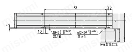 電動アクチュエータ スライダタイプ ボールねじ駆動 LEFSシリーズ ACサーボモータ LECS□ モータ折返し/LEFS32R位置決めピン穴(注)オプション:ボディ底面外形図