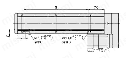 電動アクチュエータ スライダタイプ ボールねじ駆動 LEFSシリーズ ACサーボモータ LECY□ モータ折返し/LEFS40R位置決めピン穴(注)オプション:ボディ底面外形図