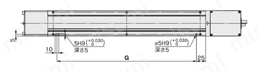 電動アクチュエータ スライダタイプ ベルト駆動 LEFBシリーズ ACサーボモータ LECS□ LEFB32U/モータ下折返し位置決めピン穴(注)オプション:ボディ底面外形図