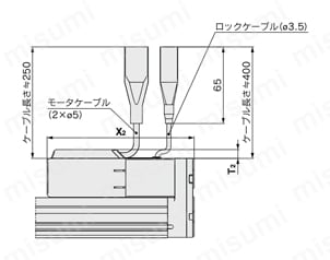 電動アクチュエータ ロッドタイプ LEYシリーズ ステップモータ（サーボ DC24V）・ サーボモータ（DC24V） モータ折返し/ロック・モータカバー付/LEY16/25/32/40□□A/B/C-□W外形図