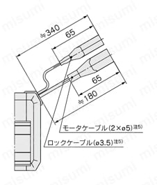 電動スライドテーブル 高剛性タイプ LESHシリーズ LESH25Rロック付の場合外形図