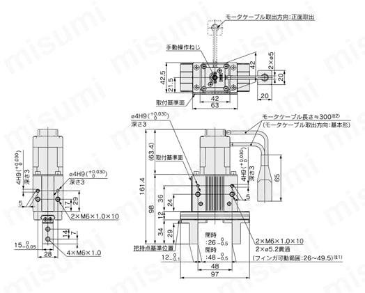 電動グリッパ2爪タイプ LEHZシリーズ LEHZ32K2-22外形図