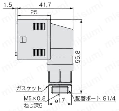 2出力+アナログ出力(電圧/電流)汎用流体用 3画面 高精度デジタル圧力スイッチZSE20C(F)・ISE20C(H)シリーズ F02L:G1/4外形図