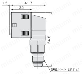 2出力+アナログ出力(電圧/電流)汎用流体用 3画面 高精度デジタル圧力スイッチZSE20C(F)・ISE20C(H)シリーズ A2L:URJ1/4外形図
