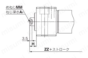 ダイレクトマウントシリンダ クリーン・低発塵 10-／11-／20-／21-CM2R-Zシリーズ 底面取付形ロッド先端めねじ形外形図