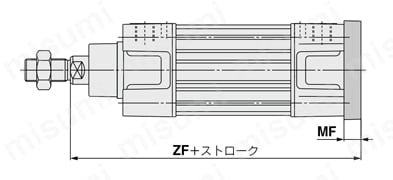 ISO規格（15552）準拠 エアシリンダ 標準形 複動 片・両ロッド CP96シリーズ Φ32～100 ヘッド側フランジ形(G)外形図