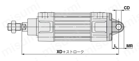 ISO規格（15552）準拠 エアシリンダ 標準形 複動 片・両ロッド CP96シリーズ Φ32～100 1山クレビス形(C)/2山クレビス(D)外形図