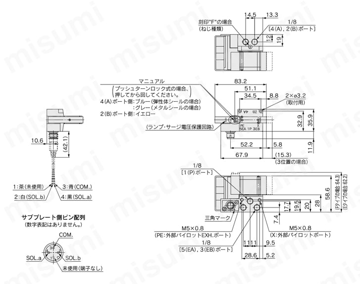 5ポートソレノイドバルブ SY3000・5000・7000 サブプレート・サブ